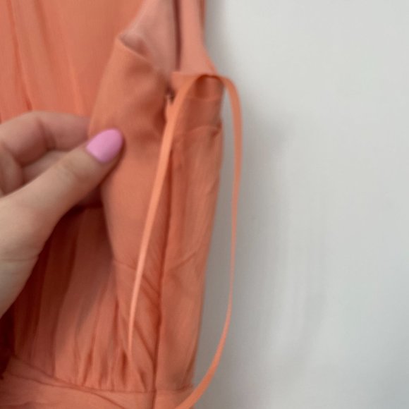 Veronica Beard Florencia Maxi-Length Dress Bright Coral Criss-cross Halter Neck - Picture 4 of 12